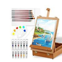 Без бренда «Набор подарочный «Две картинки» 27 предметов: этюдник 35 см из бука, краски акрил 12x12 мл, 2 холста 22x30 на мдф, 10 кистей, мастихин, палитра» в Барнауле в интернет-магазине Без бренда «Набор подарочный «Две картинки» 27 предметов: этюдник 35 см из бука, краски акрил 12x12 мл, 2 холста 22x30 на мдф, 10 кистей, мастихин, палитра» в Барнауле