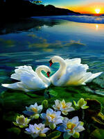 Без бренда «Пара белых лебедей на воде (20шт)» в Барнауле 