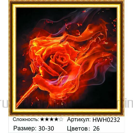Алмазная мозаика 30x30 Огненная роза