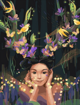 Без бренда «Темноглазая девчонка с цветами и птицами в волосах» в Барнауле  в интернет-магазине  Без бренда «Темноглазая девчонка с цветами и птицами в волосах» в Барнауле