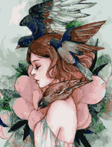 Без бренда «Девушка с большим цветком и птицы» в Барнауле 