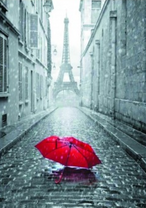 Красный зонт в дождливом Париже