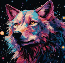 Красивая красочная волчица