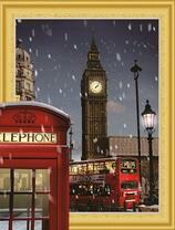 Снегопад в ночном Лондоне