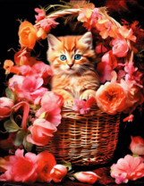 Без бренда «Рыжий котенок в корзине с цветами» в Барнауле в интернет-магазине  Без бренда «Рыжий котенок в корзине с цветами» в Барнауле