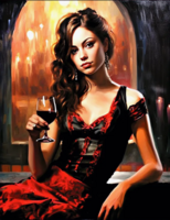 Без бренда «Обворожительная брюнетка с бокалом красного вина» в Барнауле 