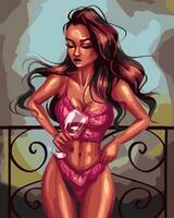 Без бренда «Девушка в нижнем белье с бокалом вина» в Барнауле 